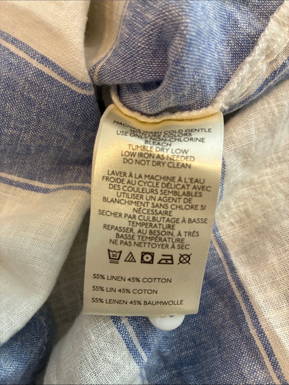 NWT Maeve Bennet Blue White Stripe Linen Cotton Shirt Sz S - Picture 5 of 5